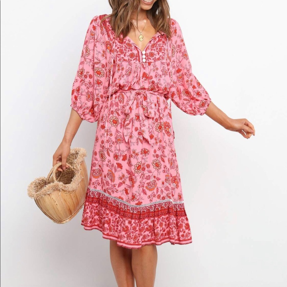 MIDI Length Pink Dress